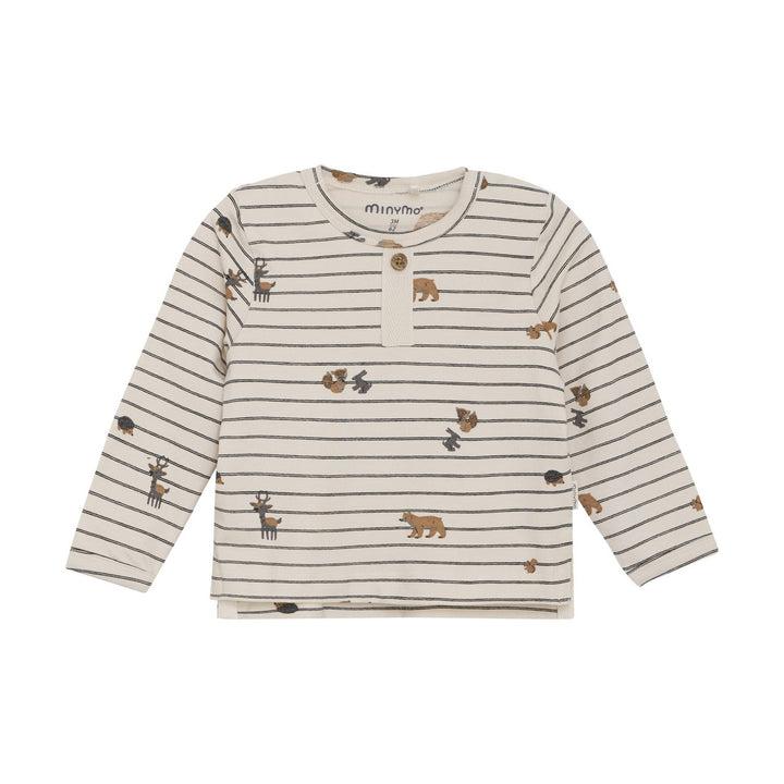 Stripe Long Sleeve Tee - Forest Animals