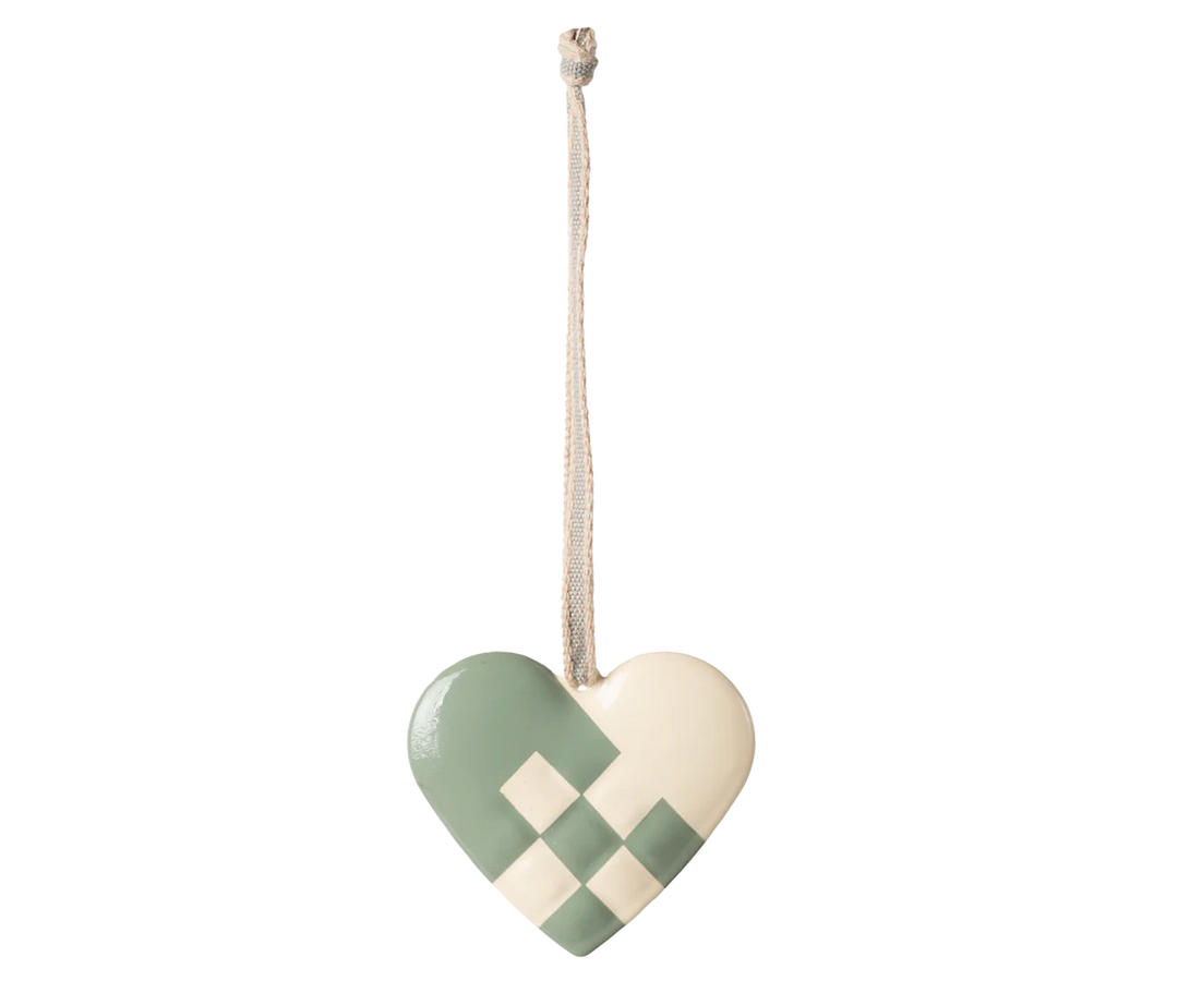 Metal Ornament, Small Heart - Mint