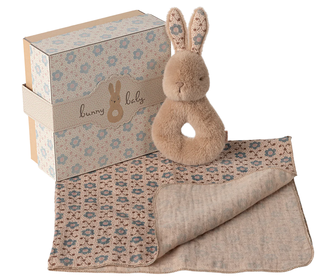 Rabbit Rattle Set - Cream Peach