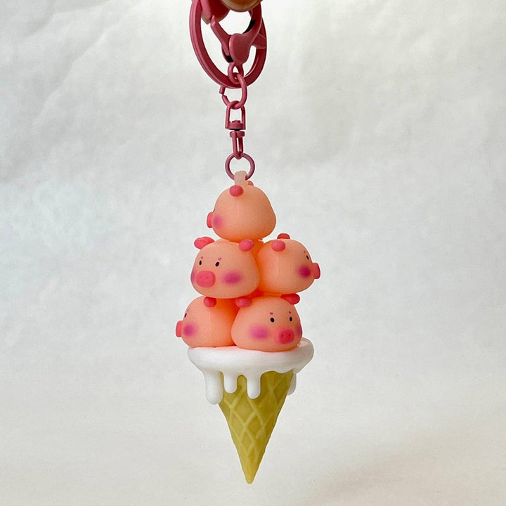 Pig Ice Cream Cone Key Charm
