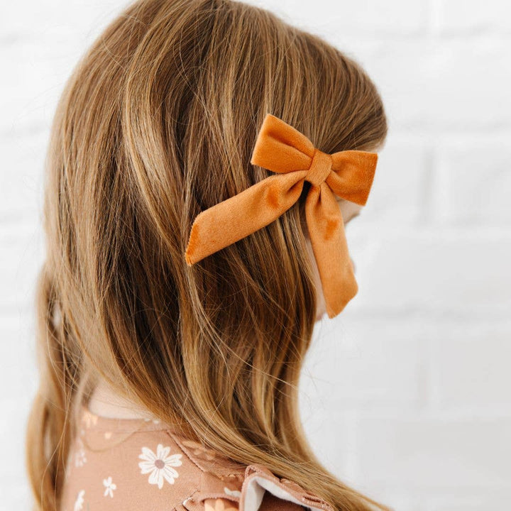 Spice Velvet Bow Clip