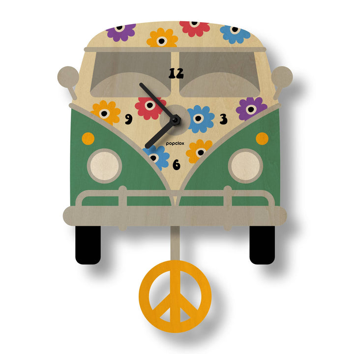 Peace Bus Pendulum Clock - Wood