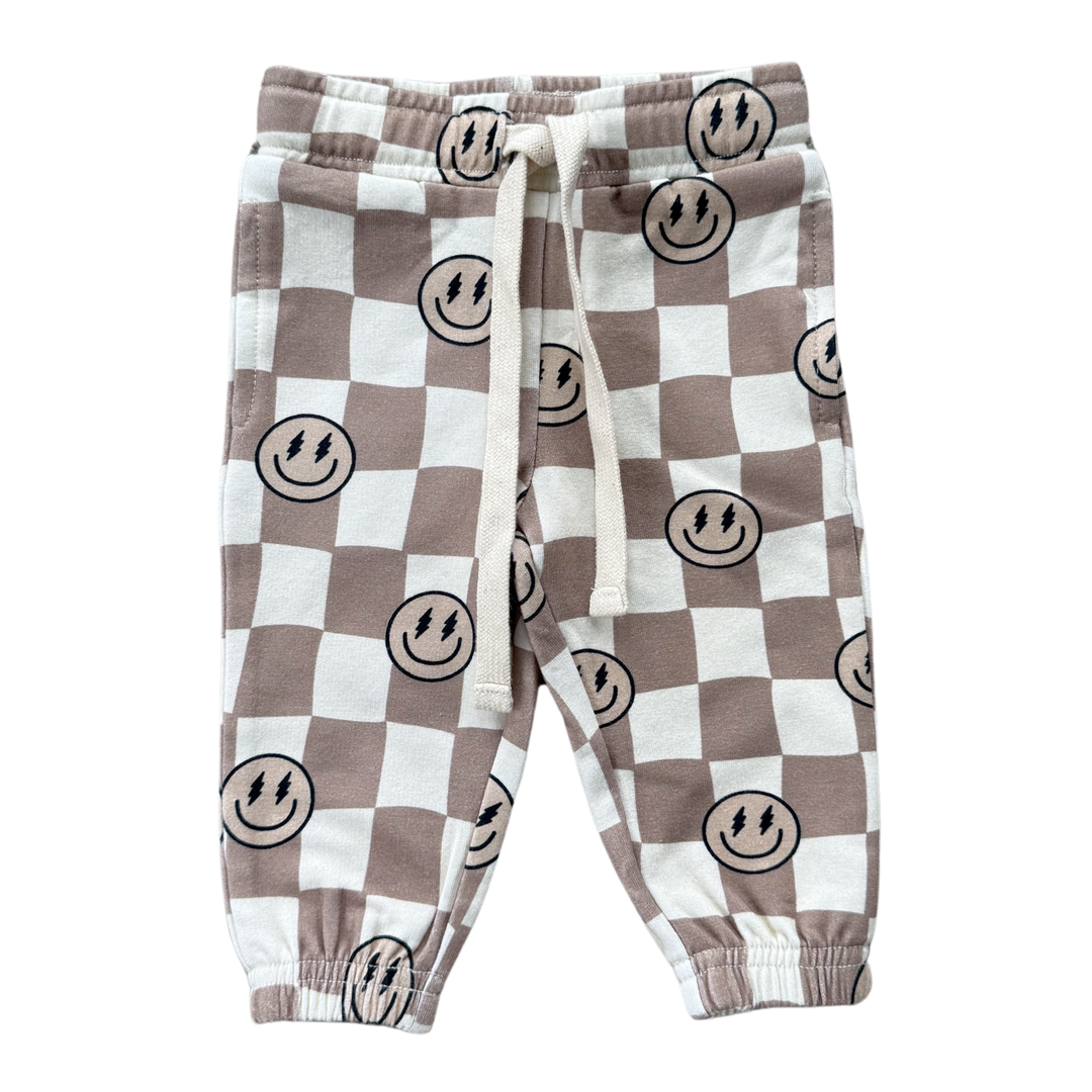 Boy's Joggers Bamboo - Smiley Check