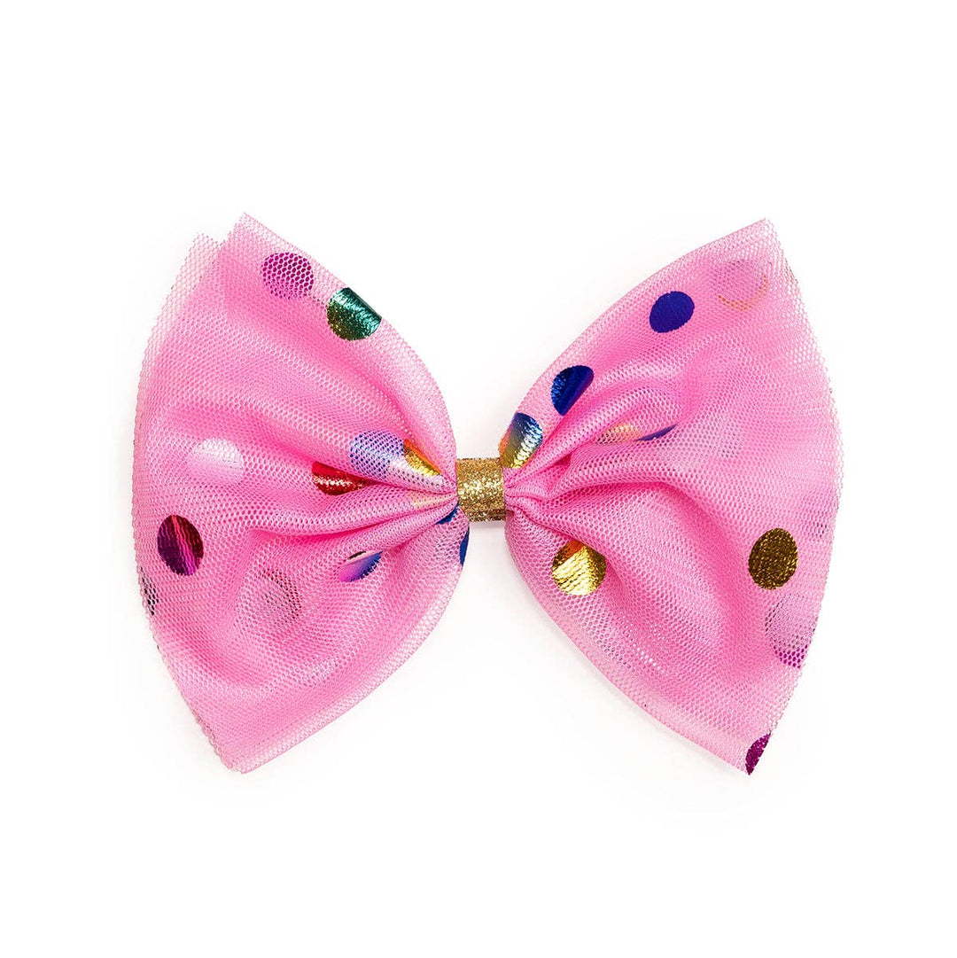 Raspberry Confetti Tulle Bow Clip - Hair Bows