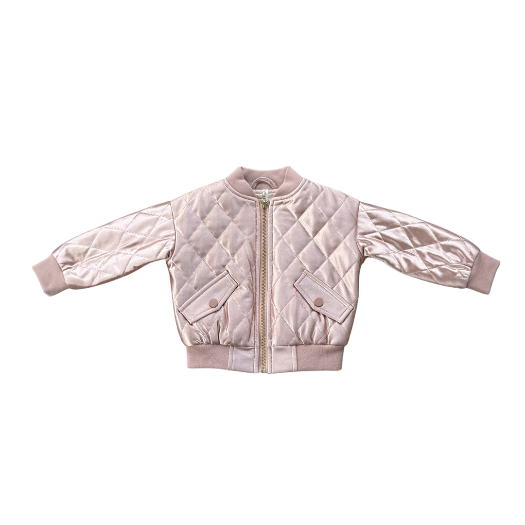 Quilted Bomber Jacket - Misty Rose