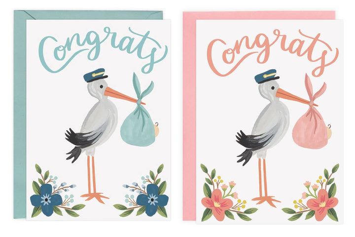 Stork Congrats Card + Envelope