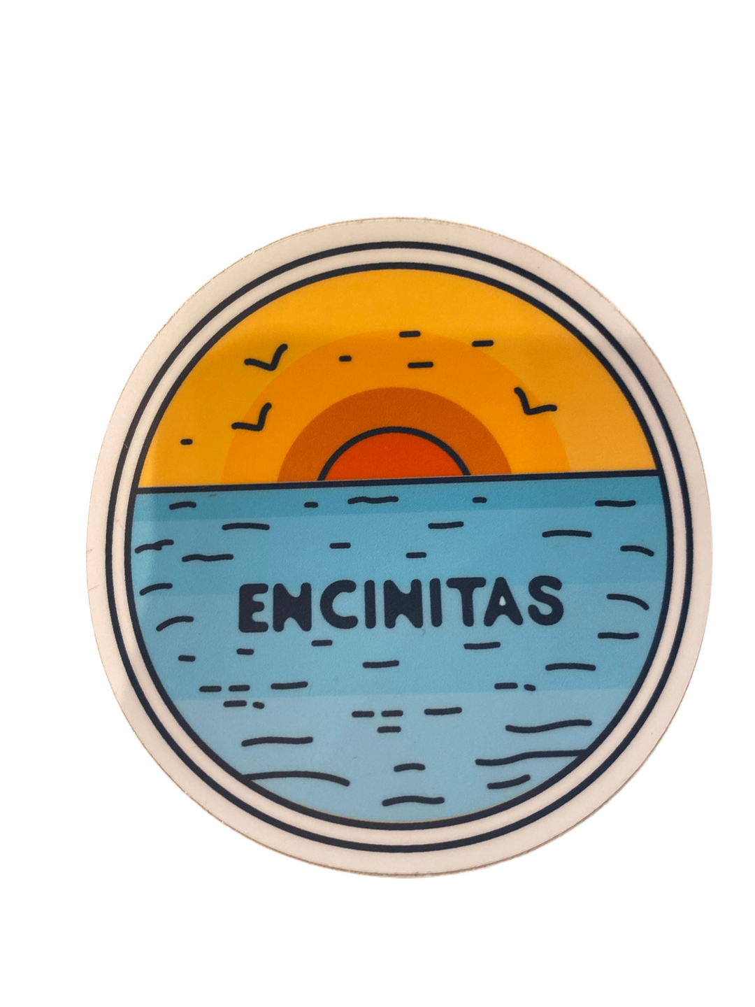 Encinitas Sunset Waves With Birds - Vinyl Sticker