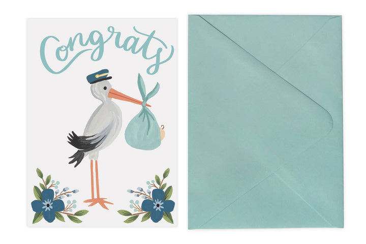 Stork Congrats Card + Envelope