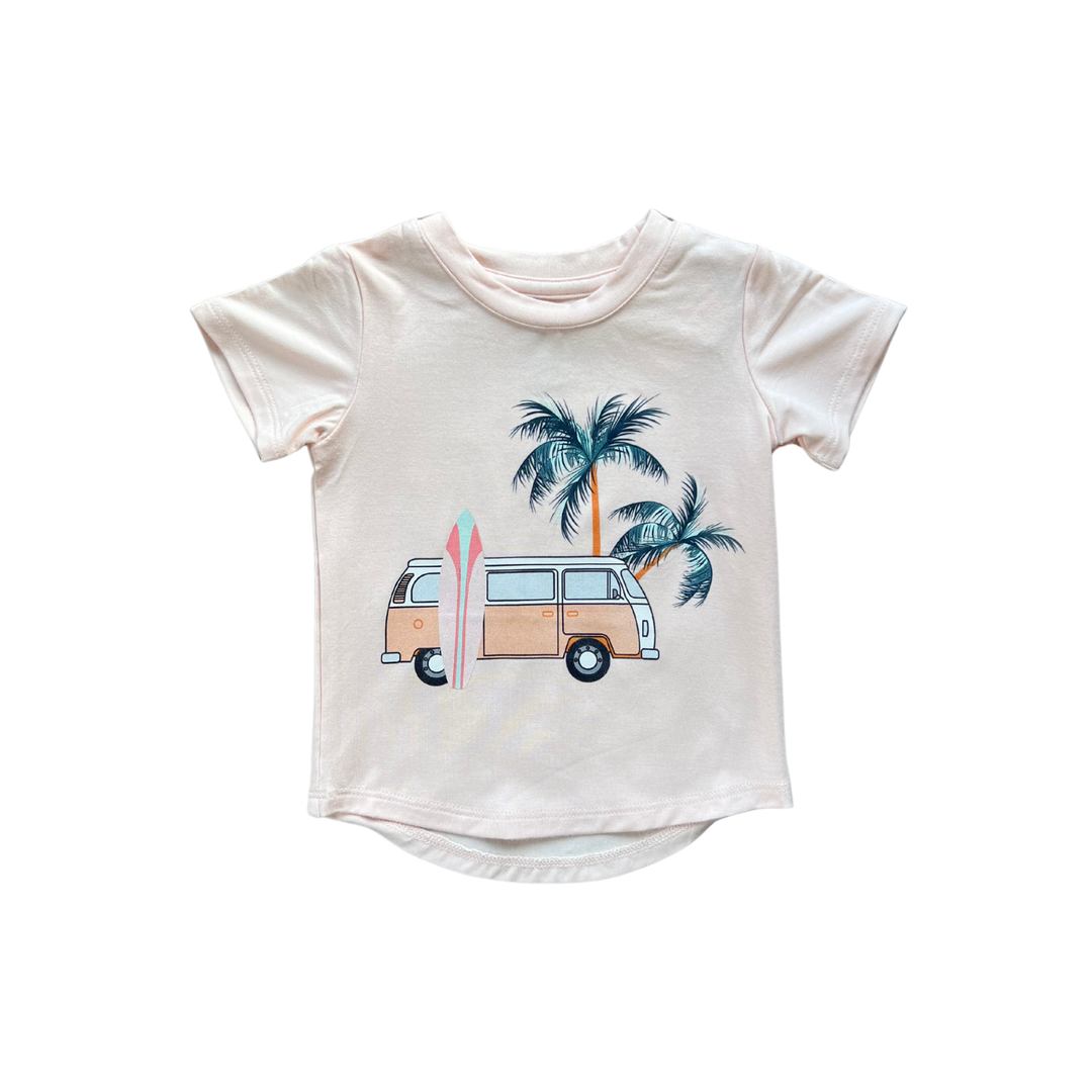 Girl's Short Sleeve Tee: Beach Van