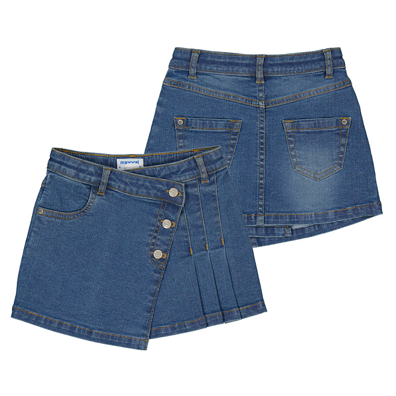 Pleated Denim Skirt