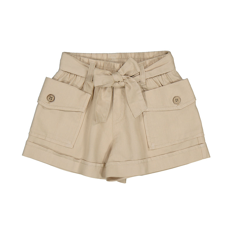 Tan Belted Pocket Shorts