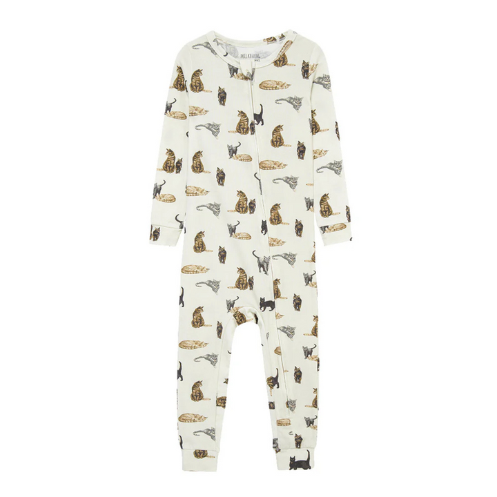Cotton Stretch Zipper Pajamas - Cat