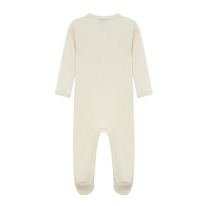 Waffle Zipper Footed Romper - Vanilla