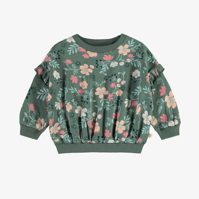 Green Floral Loose Fit Pullover