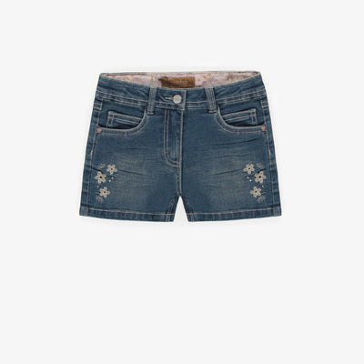 Denim Shorts with Flower Embroidery