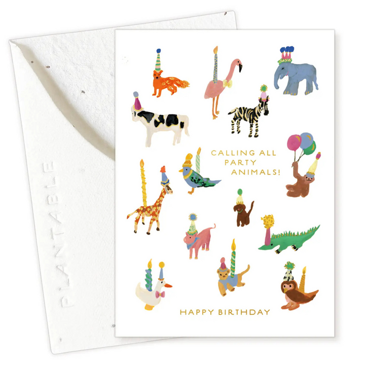 Animal Party Sprout - Mini Greeting Card
