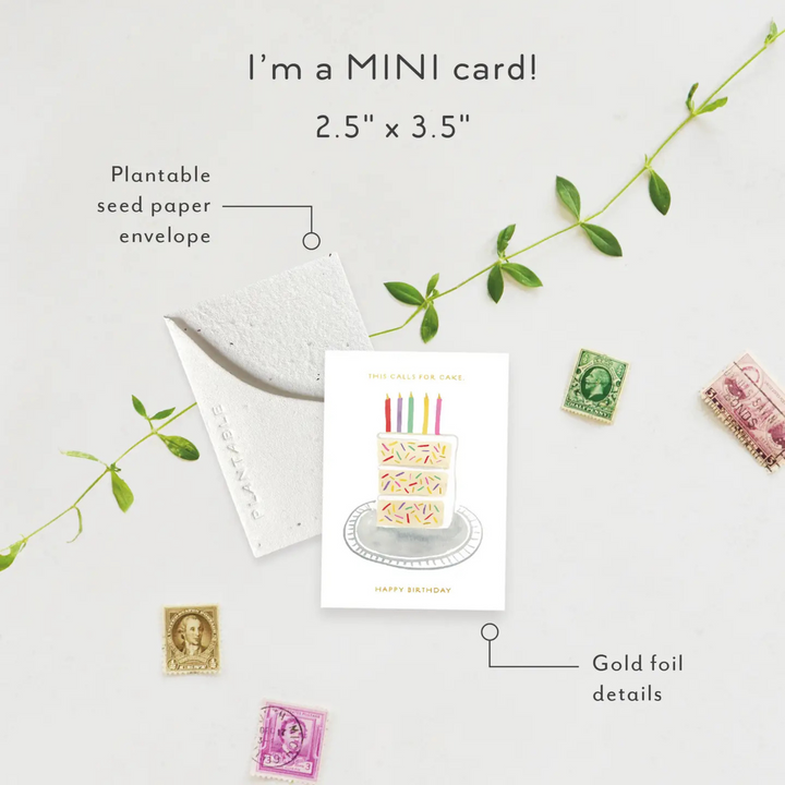 Birthday Slice Sprout - Mini Greeting Card