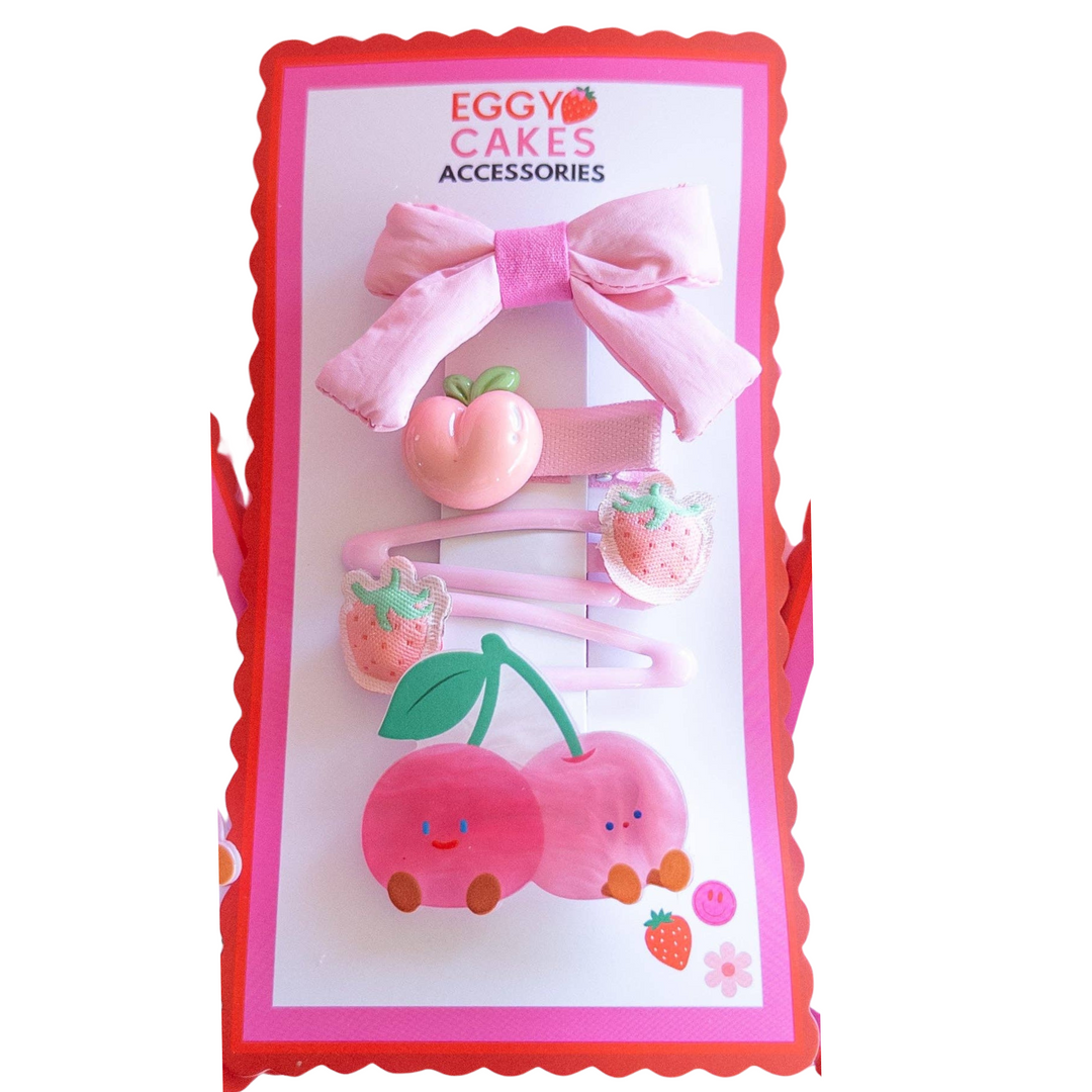 Twin Cherries Puffy Bow Set
