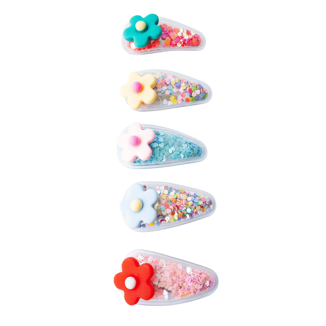 Flower Confetti Shaker Hair Clips