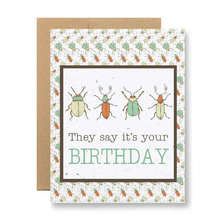Beetles Birthday - Plantable Seed Paper Greeting Card