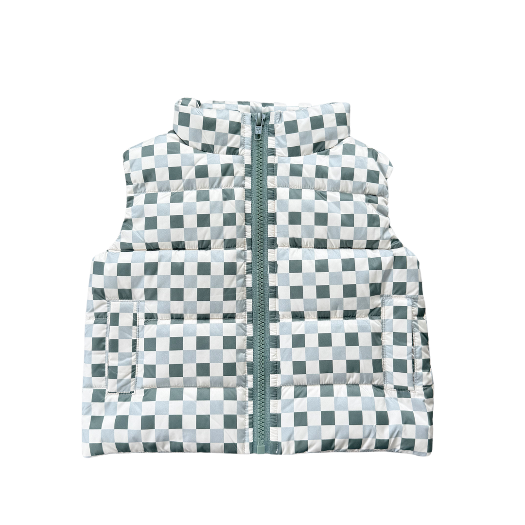 Puffer Vest - Fern Checkered