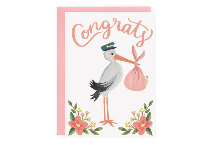 Stork Congrats Card + Envelope