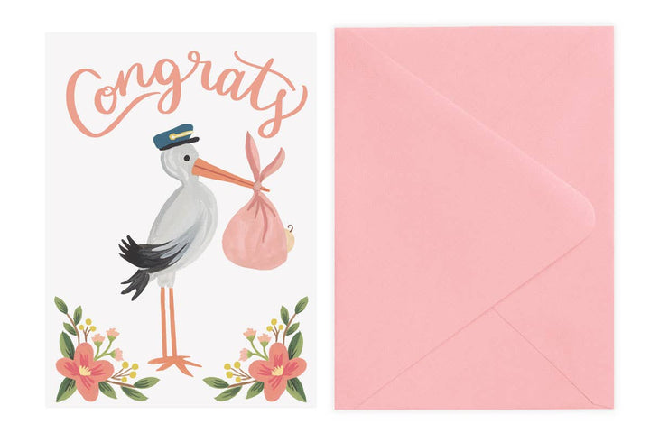 Stork Congrats Card + Envelope