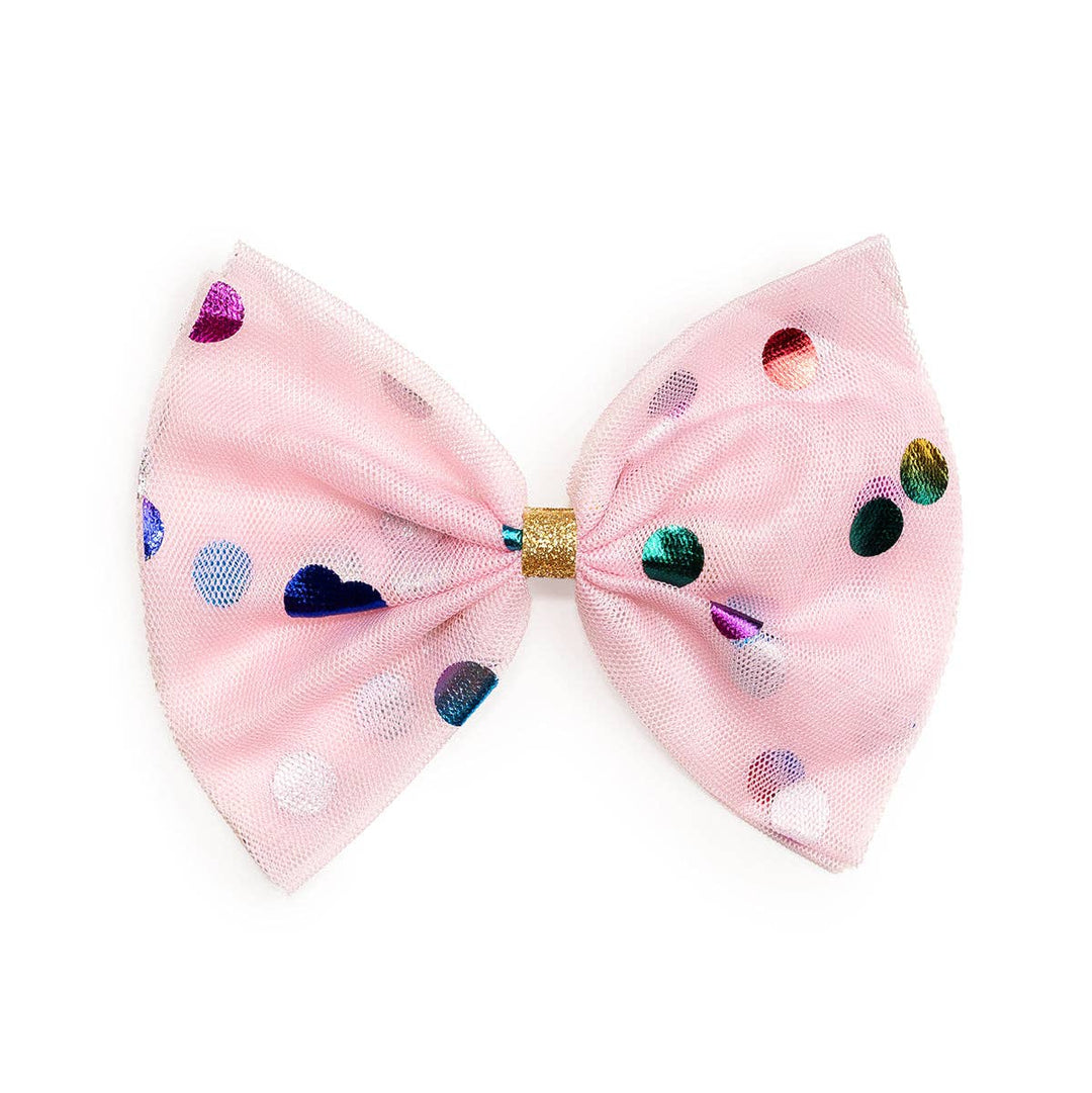 Pink Confetti Tulle Bow Clip - Hair Bows