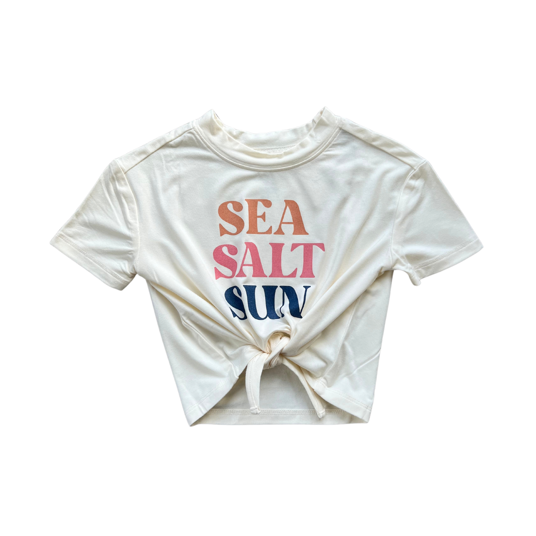 Girl's Tie Front Shirt: Sea Salt Sun