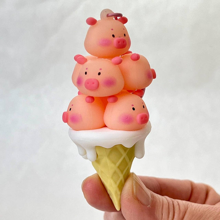 Pig Ice Cream Cone Key Charm