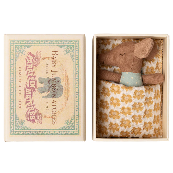 Sleepy wakey baby mouse in matchbox - Blue