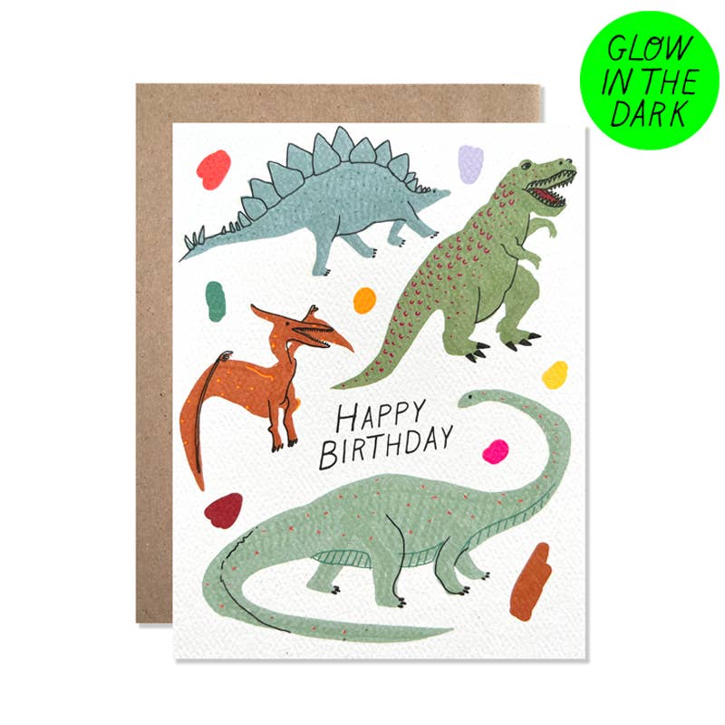 Happy Birthday Glow in the Dark Dinosaurs Card