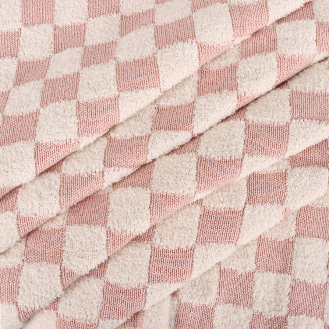 Checkered Organic Jacquard Knit Baby Blanket