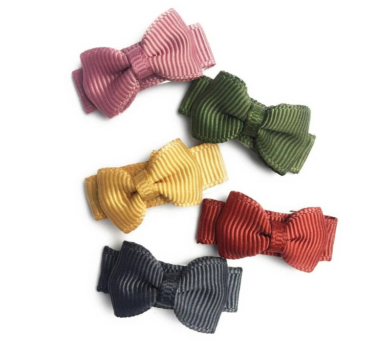 5 Tiny Tuxedo Bows on Snap Clips - Little and Brave