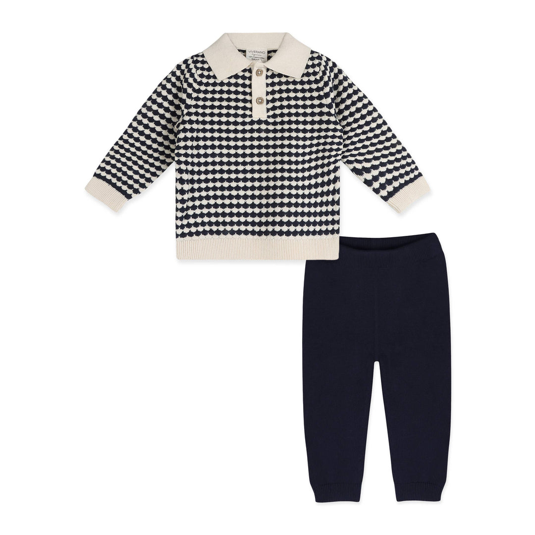 Textured Knit Polo Set