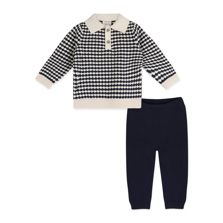 Textured Knit Polo Set