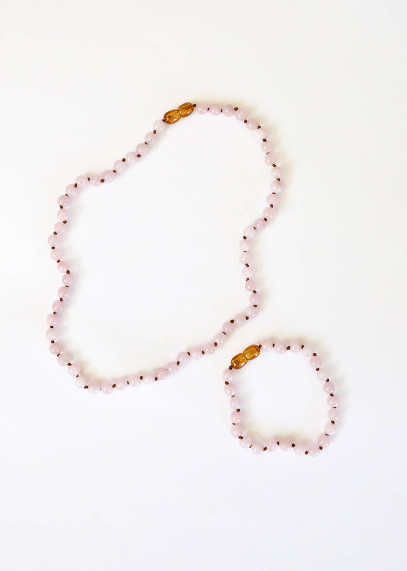 Pure Gemstone + Pink Rose Quartz || Beaded Necklace