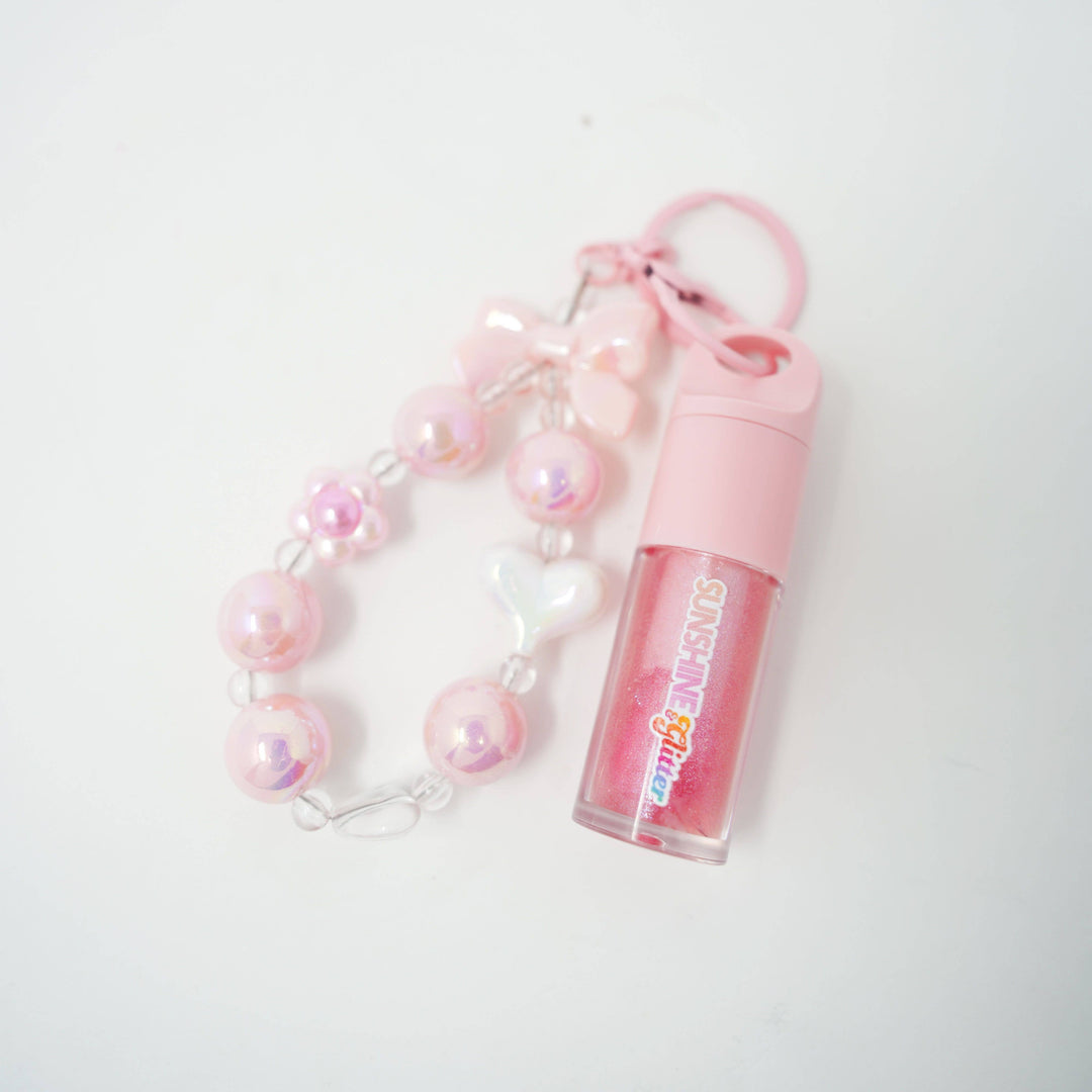 Glitter Lip Gloss Bag Charm - Pink