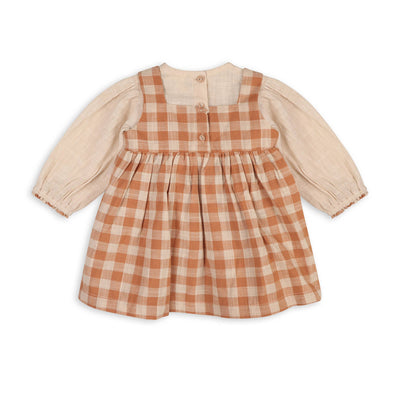 Pinafore Gingham Dress with Slub Shirt & & Bloomer (Organic)