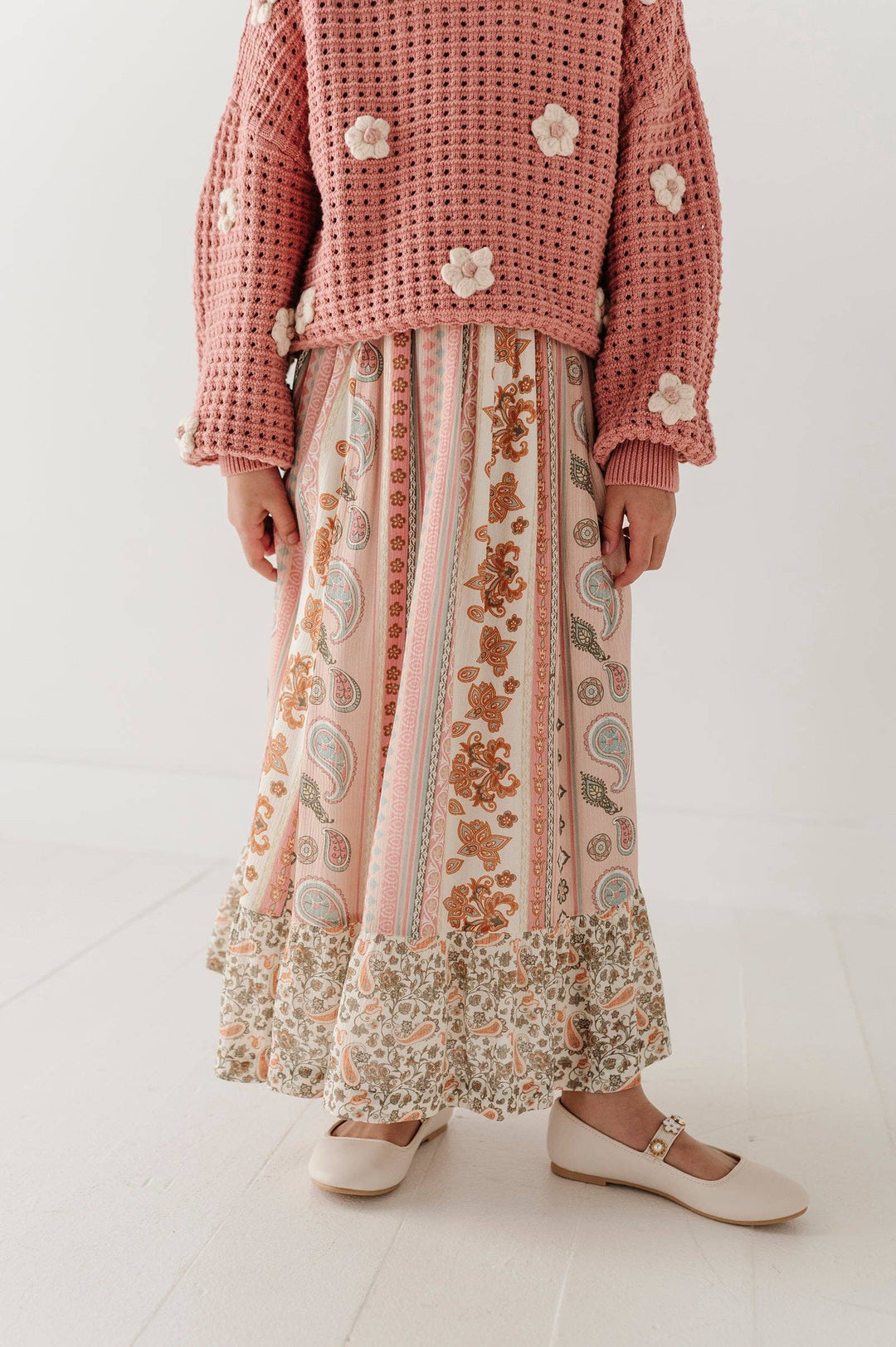 Ruffle Bottom Maxi Skirt - Willow Paisley