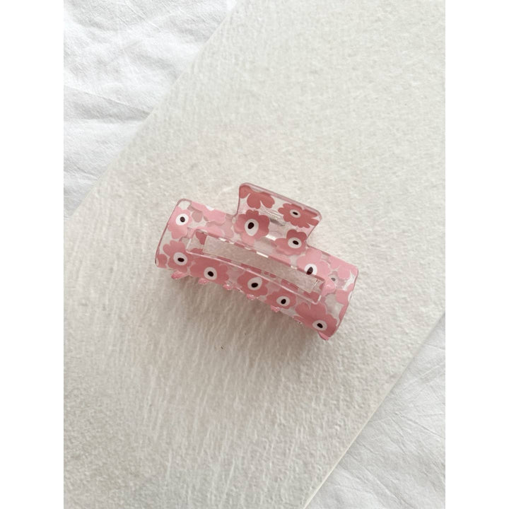 Clear Floral Claw Clip