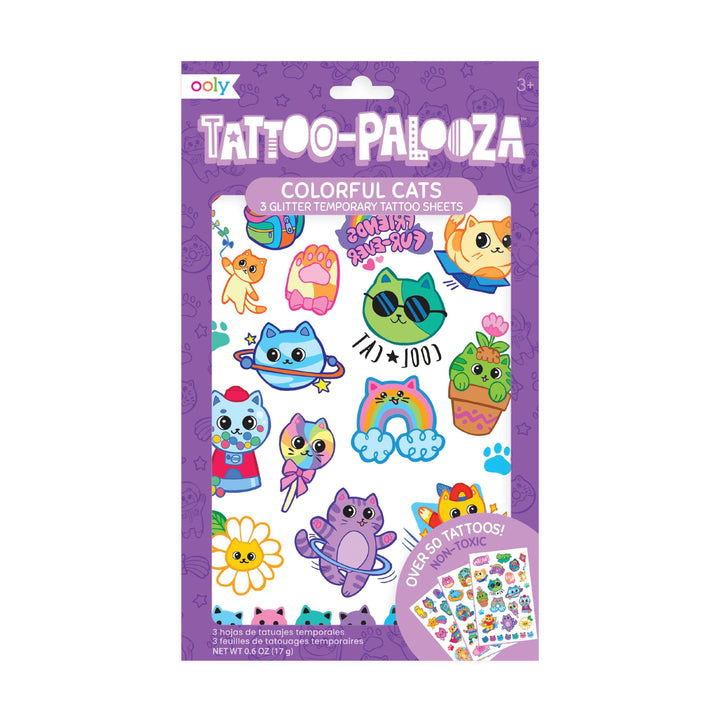 Tattoo Palooza: Glitter Temporary Tattoos - Colorful Cats