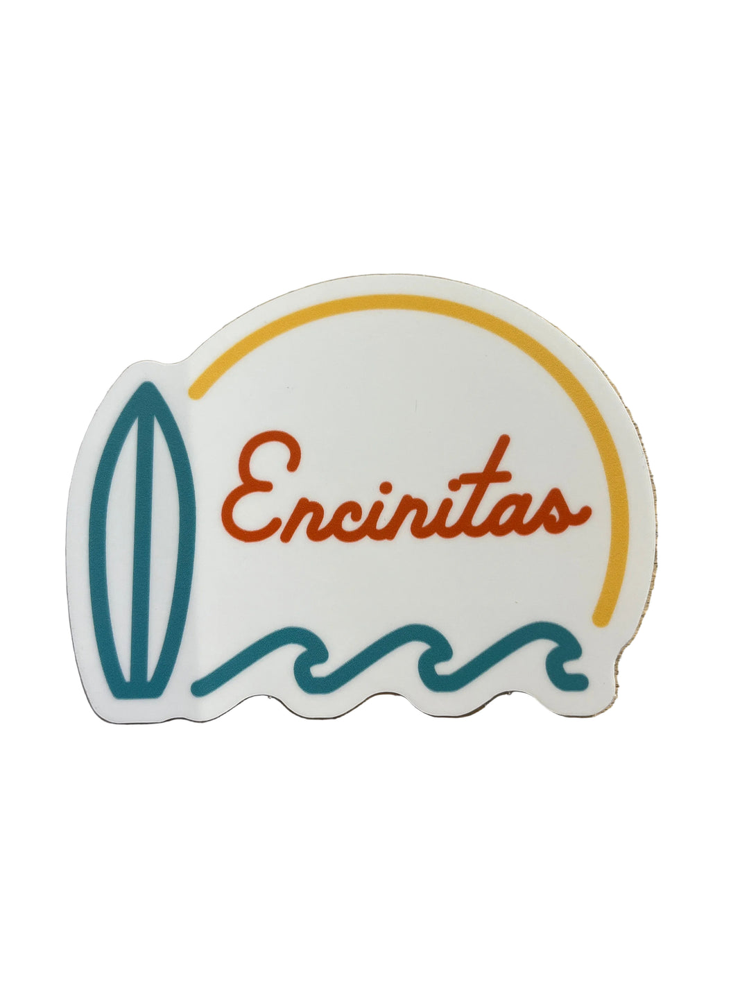 Encinitas Surfboard and Wave - Vinyl Sticker