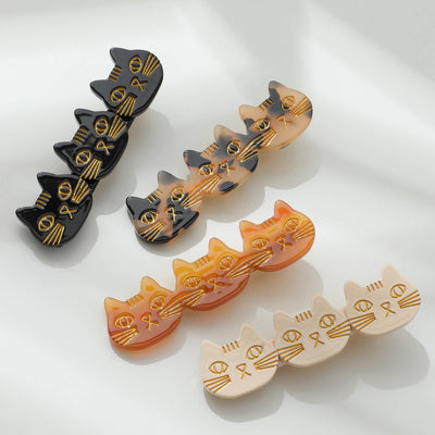 Zoe | Triple Cat Face Barrette Hair Clip (Set of 2)