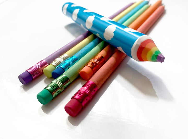Recycled Rainbow Pencil & Eraser Set
