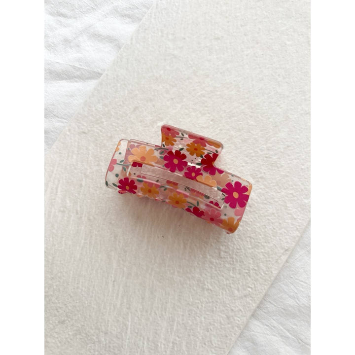 Clear Floral Claw Clip