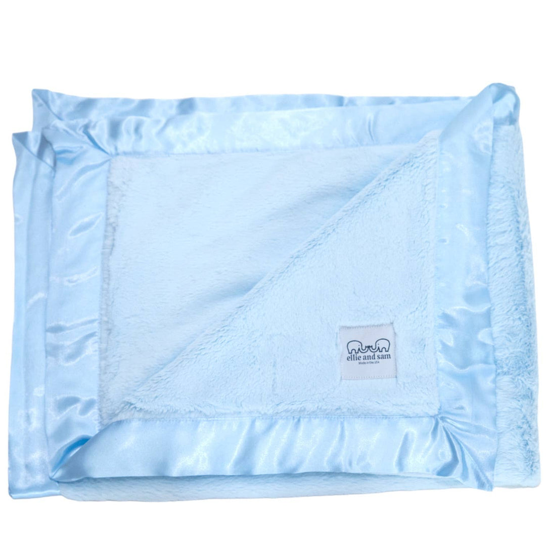 Luxury Satin (Border) Blanket - Blue