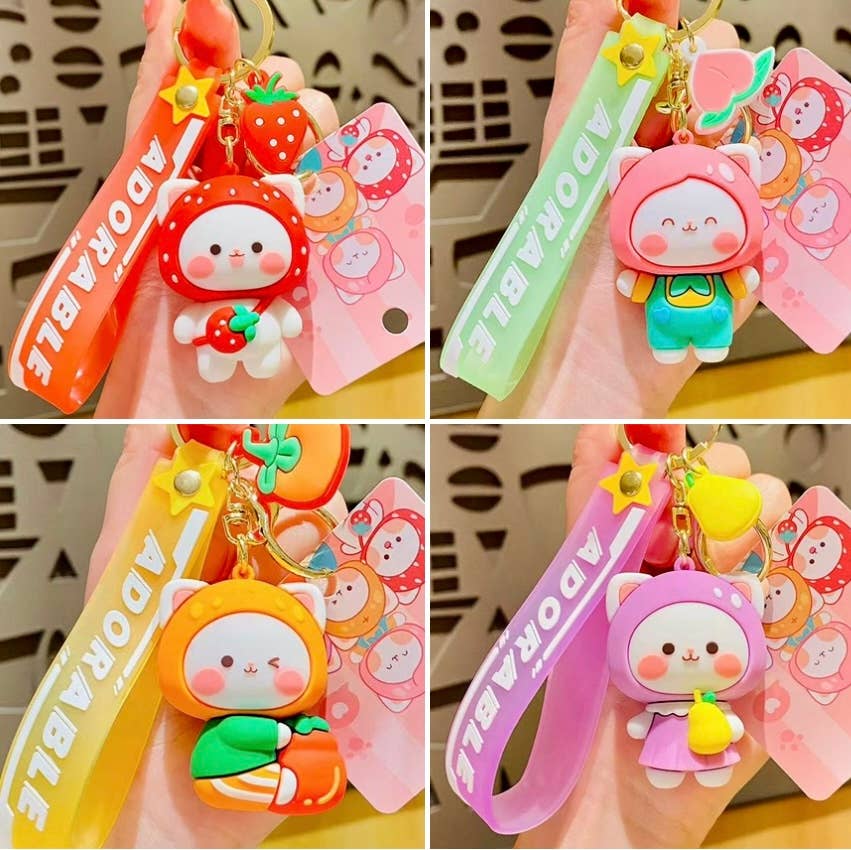 Fruit Cat Key Charm w/ Wristlet