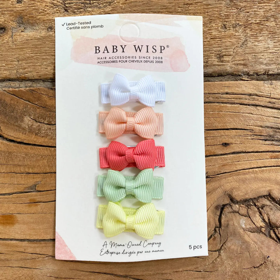 5 Tiny Tuxedo Bow Toddler Barrettes - Melony