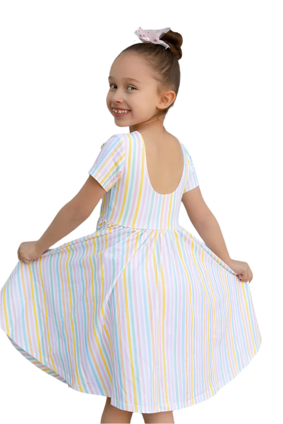 Classic Twirl Dress in Pastel Stripe